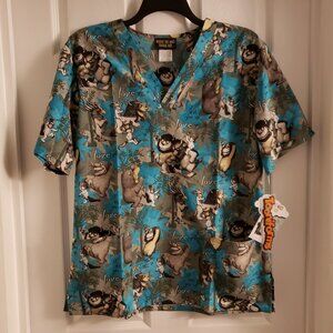 Where the Wild Things Are Max Tooniforms Scrub Top Shirt Medium Cartoon Book NWT